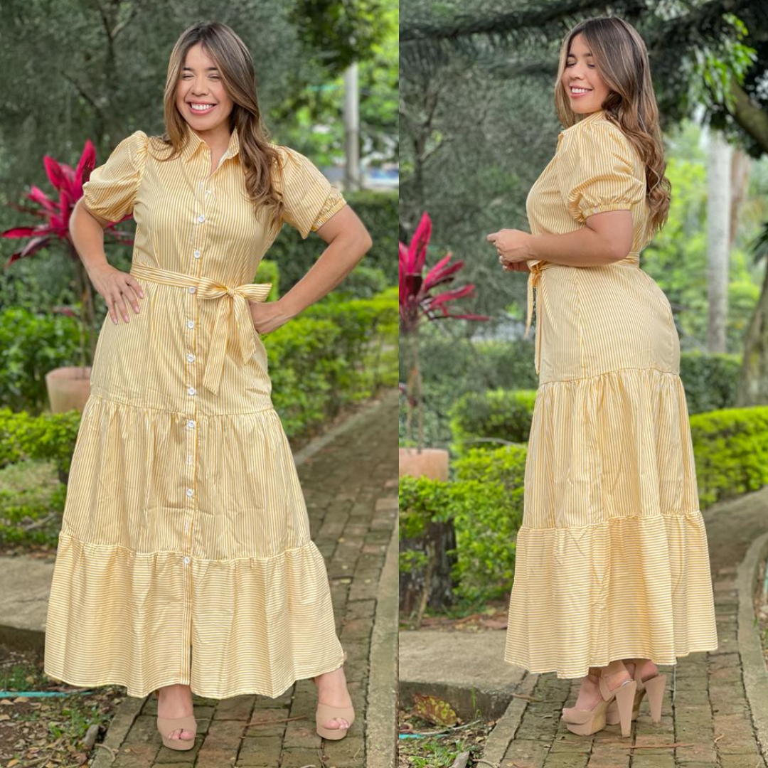 Vestido En SUAVE ALGODON a Rayas