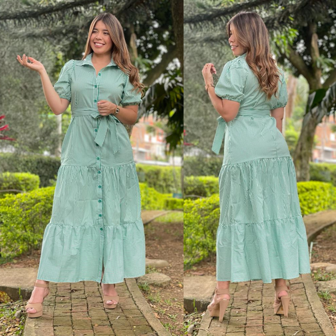 Vestido En SUAVE ALGODON a Rayas