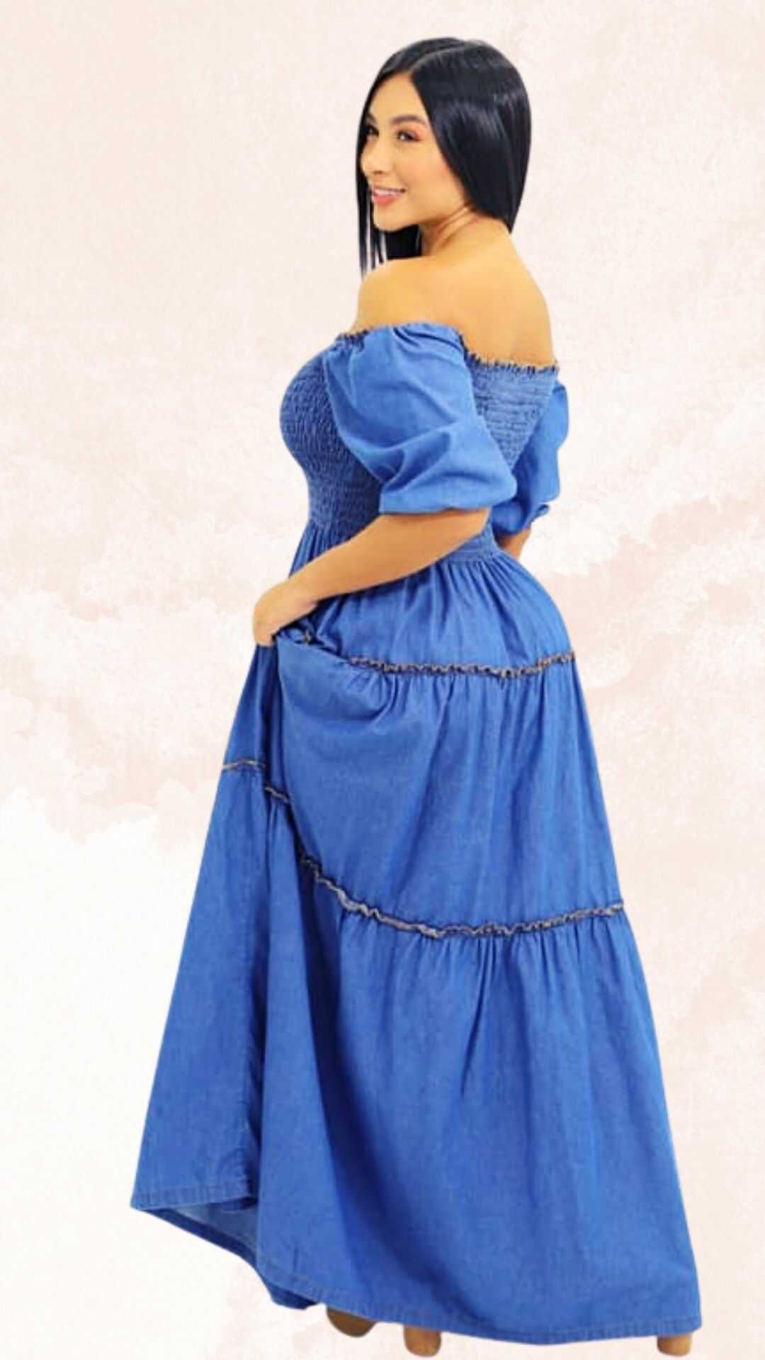 Vestido Largo en ALGODÓN SUAVE- Parte Superior con resorte- Ref 1070