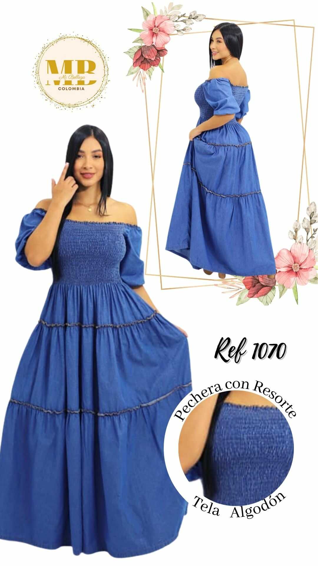 Vestido Largo en ALGODÓN SUAVE- Parte Superior con resorte- Ref 1070