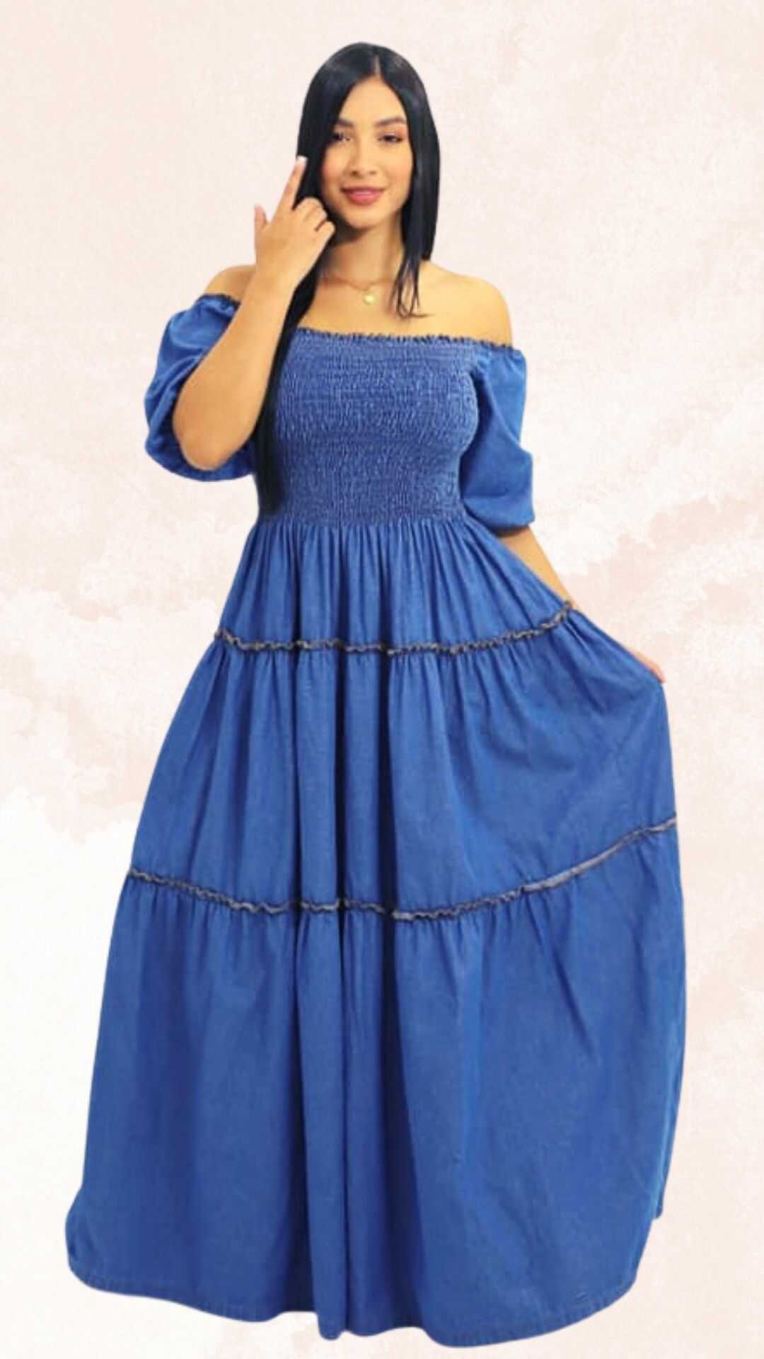 Vestido Largo en ALGODÓN SUAVE- Parte Superior con resorte- Ref 1070